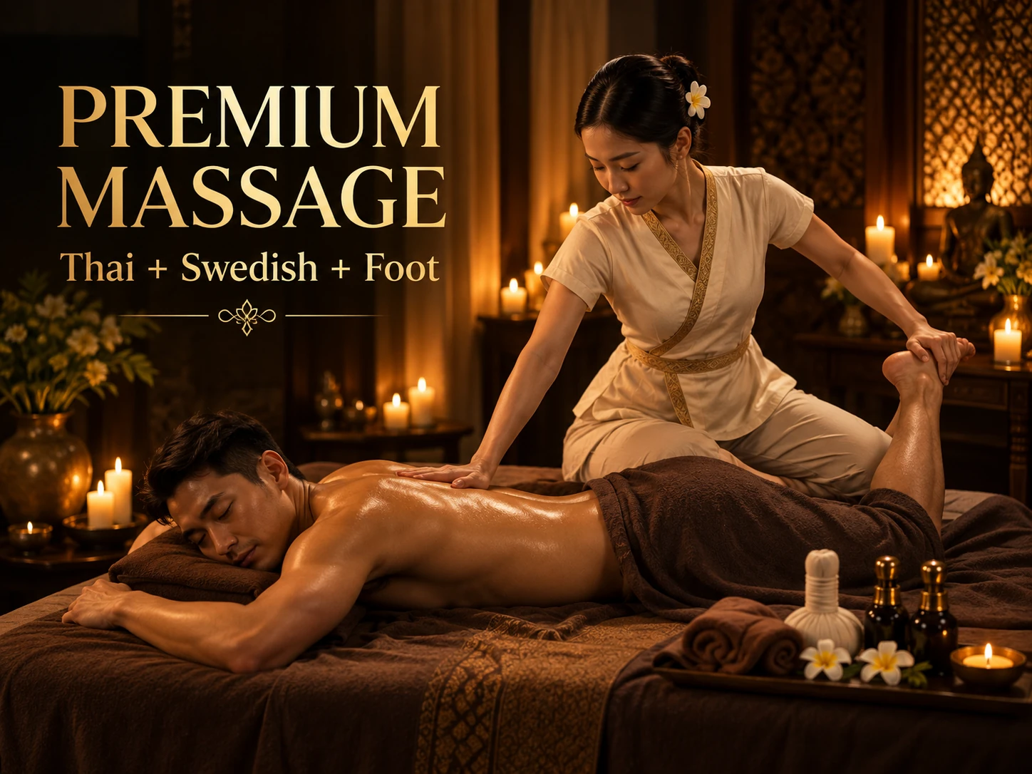 Premium massage in Seoul combining Thai Swedish and foot massage